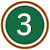 icon white three in green circle brown outline
