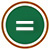 white equals sign on green circle
